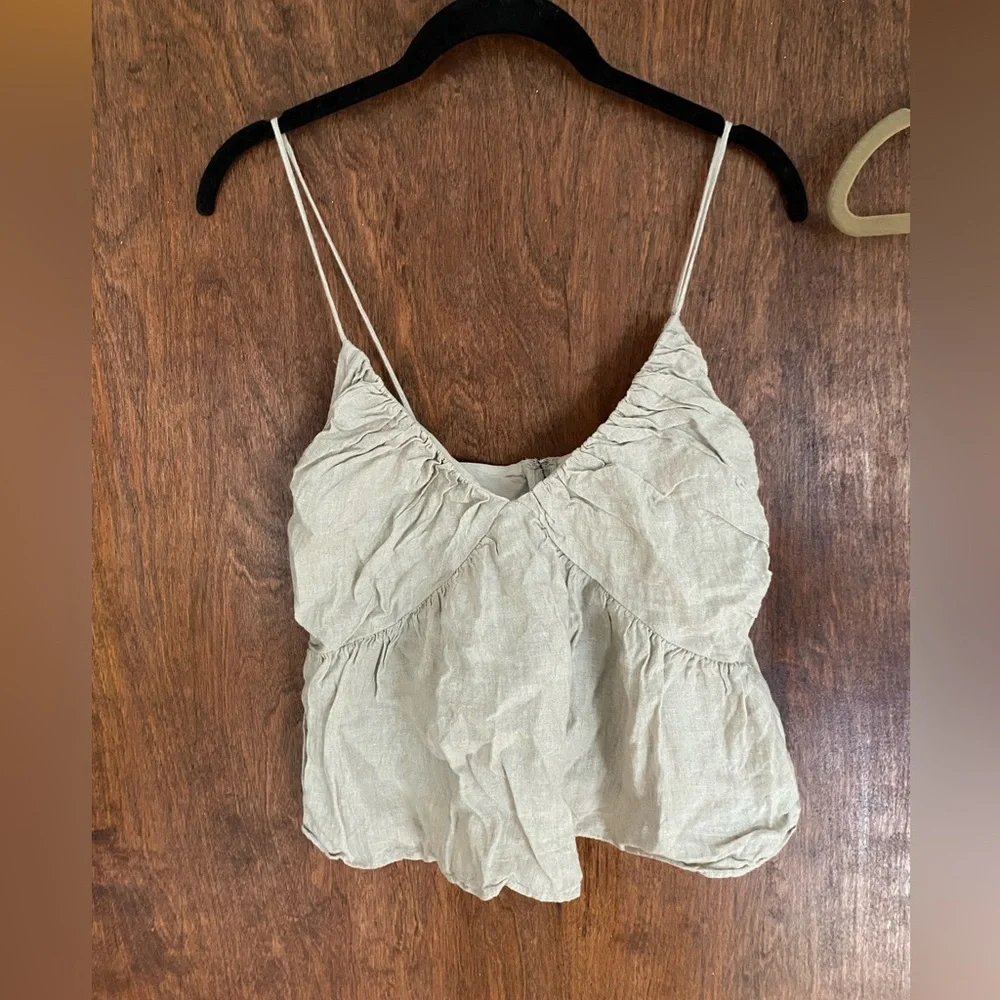 J.Crew v-neck gathered linen camisole - Picture 2 of 2